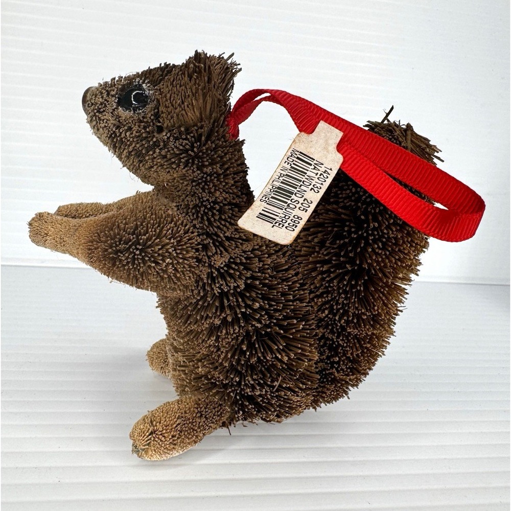 Pottery Barn Pinecone Squirrel Hanging Ornament Woodland Christmas Decor NWT